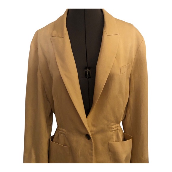 M.M. LaFleur Drawstring Waist Pale Yellow Blazer Size 12 - Picture 5 of 16